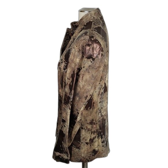 NWT! Y2K Danier Leather Jacket Abstract Metallic Bronze Nappa Light Size Large - Picture 11 of 11